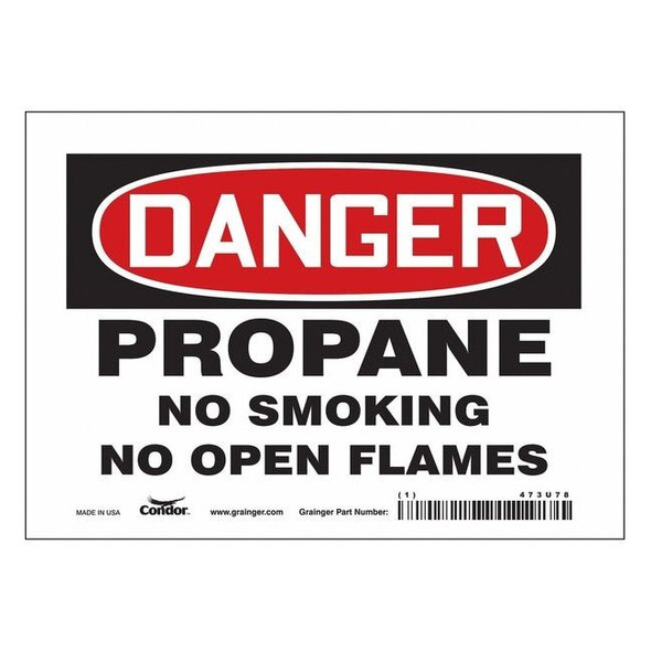 No Smoking Sign, 5 in H, 7 in W, Vinyl, Horizontal Rectangle, English, 473U78