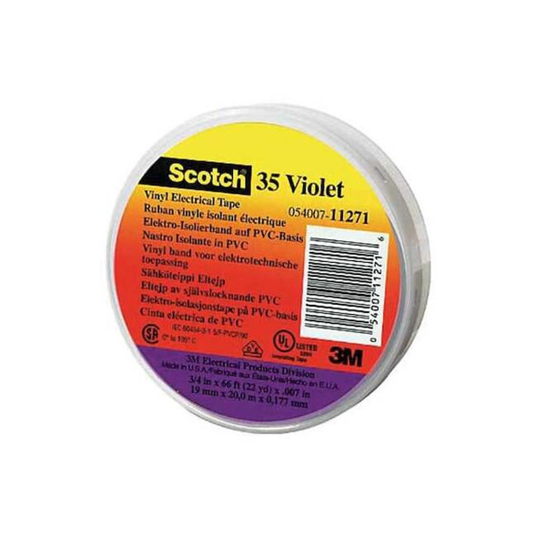3m ElectricalTape,Prp,6-5/8ydL,1/2inW,PK100 35-VIOLET-1/2
