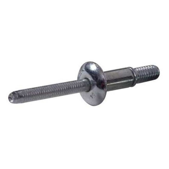 Blind Rivet, Dome Head, 1/4 in Dia., 1-1/16 in L, Steel Body, 25 PK