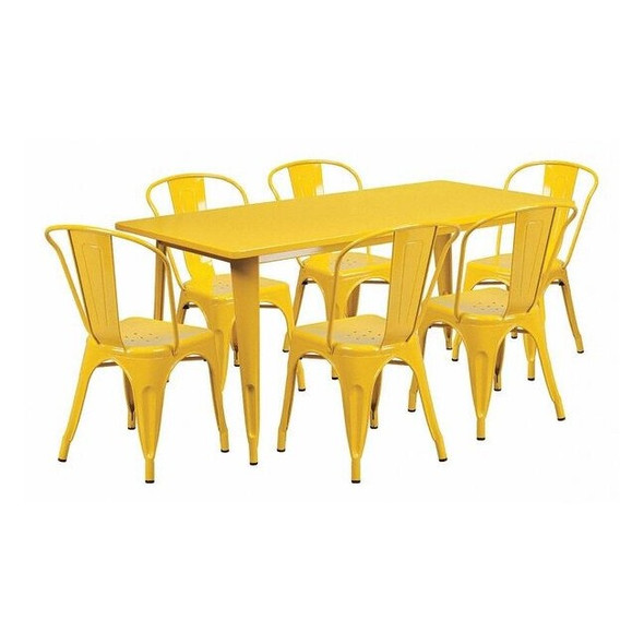 Rectangle 31.5" W, 63" L, 29.5" H, Metal, Yellow