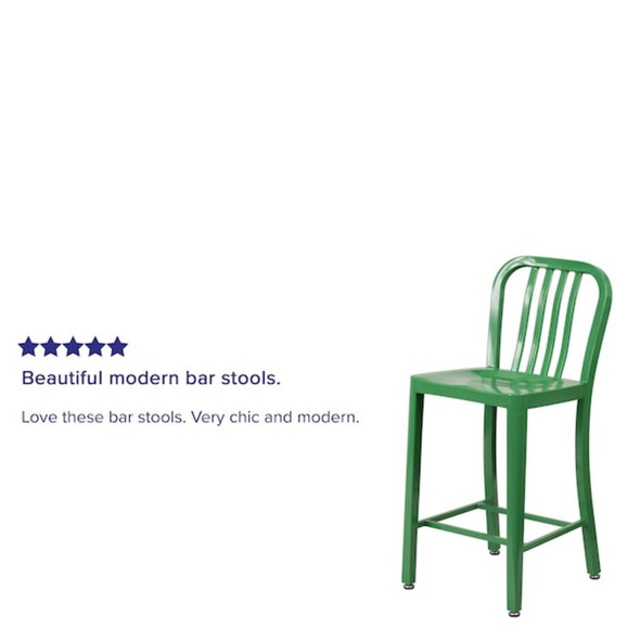 Flash Furniture 24" High Green Metal Counter Height Stool CH-61200-24-GN-GG