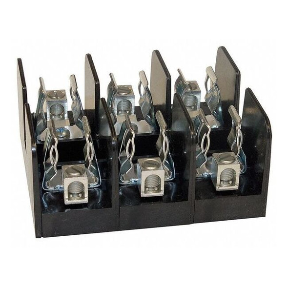 Open Fuse Block, 31 to 60A Amp Range, 600V AC/DC Volt Rating, 3 Poles, Box Lug