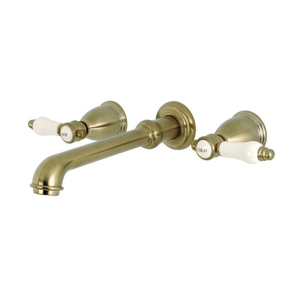 Kingston Brass Roman Tub Faucet, Brushed Brass, Wall Mount KS7027BPL