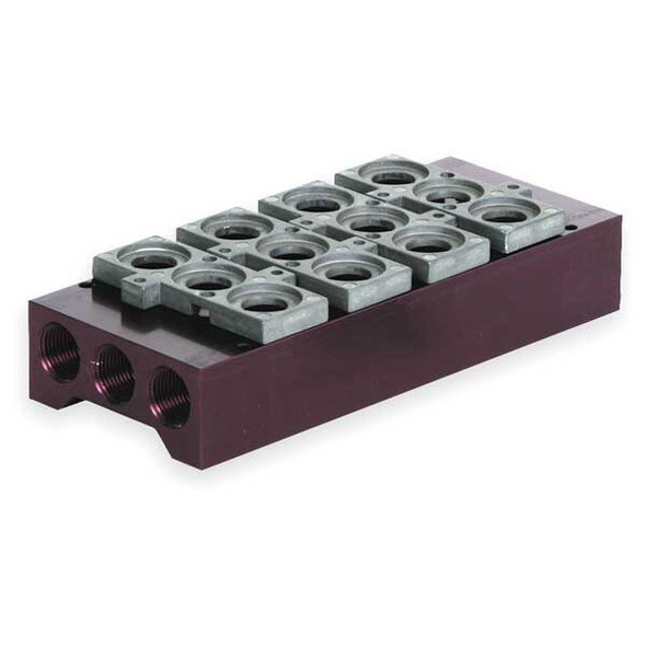 Numatics Manifold Block,4 Stations,3/8 NPT 206-1762