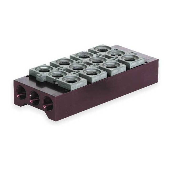 Numatics Manifold Block,4 Stations,3/8 NPT 206-1762