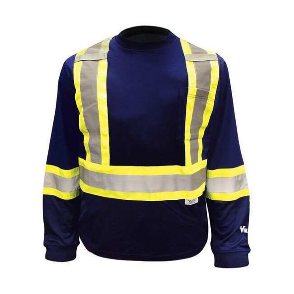 Unisex High Visibility Long Sleeve Shirt, Polyester/Cotton, Pullover, Navy, 2XL