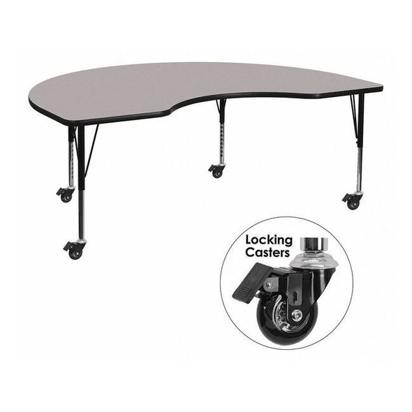 Kidney Activity Table, 48" W, 72" L, 25.5" H, Laminate, Grey