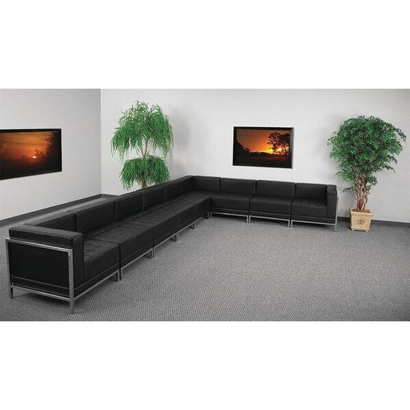 Flash Furniture Leather Sectional,9 pcs.,Black ZB-IMAG-SECT-SET4-GG