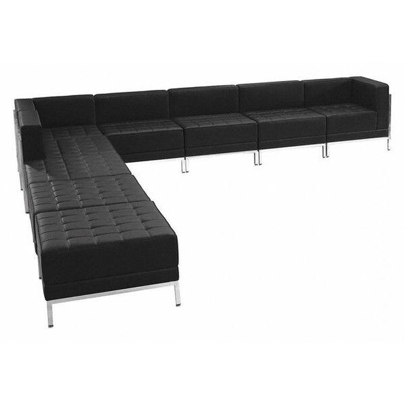 9 pcs. Living Room Set, 28-3/4" to 140-1/2" x 27-1/2", Upholstery Color: Black