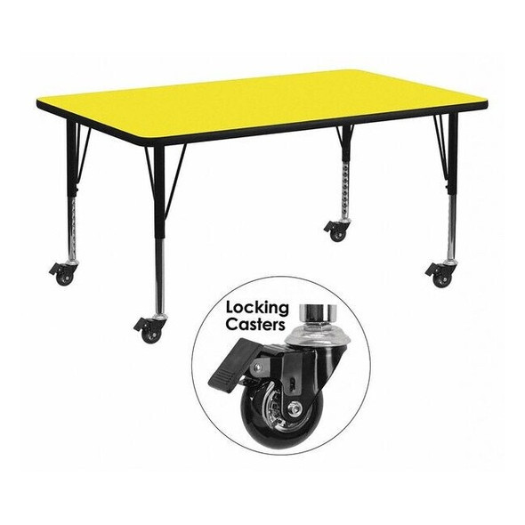 Rectangle Activity Table, 24" W, 60" L, 25.5" H, Laminate, Yellow