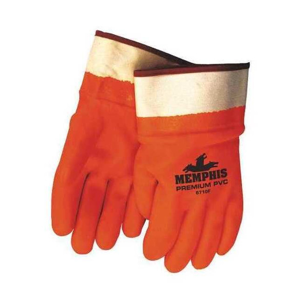 Chemical Resistant Gloves, PVC, 11 1/2 in L, 118 mil, Orange, L, 12 PK