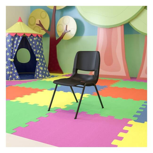Flash Furniture Black Stack Chair-Black Frame,PK5 5-RUT-14-PDR-BLACK-GG