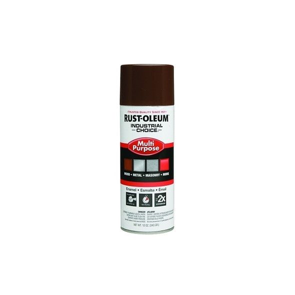 Industrial Choice 1600 System Enamel Aerosols, 12 oz, Leather Brown, High-Gloss Pack of 6