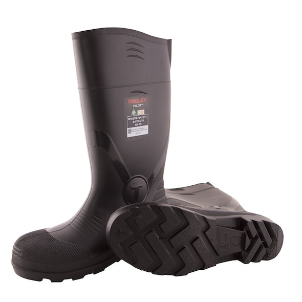 Tingley Unisex Pilot G2 Tall Rubber Boots, Steel Toe, 16 in Height, Black, M7/W9 31341