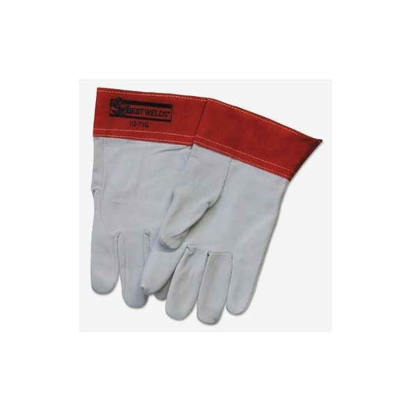 10-TIG Capeskin Welding Gloves, X-Large, White/Red