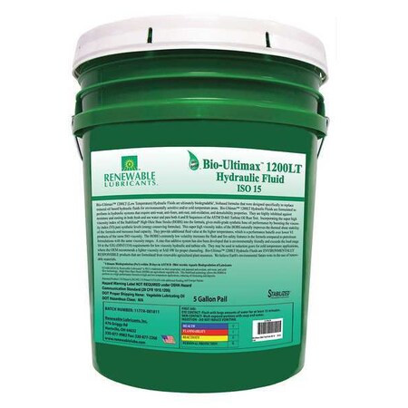 5 gal Pail, Hydraulic Oil, 15 ISO Viscosity, Not Specified SAE