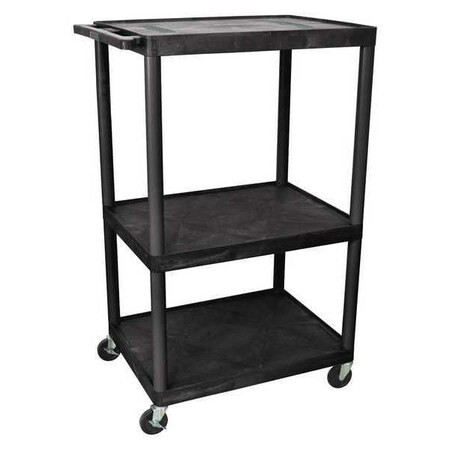 Luxor AV Cart - 54"H AV Cart - Three Shelves - Black LE54-B