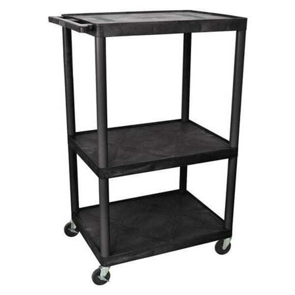 Luxor AV Cart - 54"H AV Cart - Three Shelves - Black LE54-B
