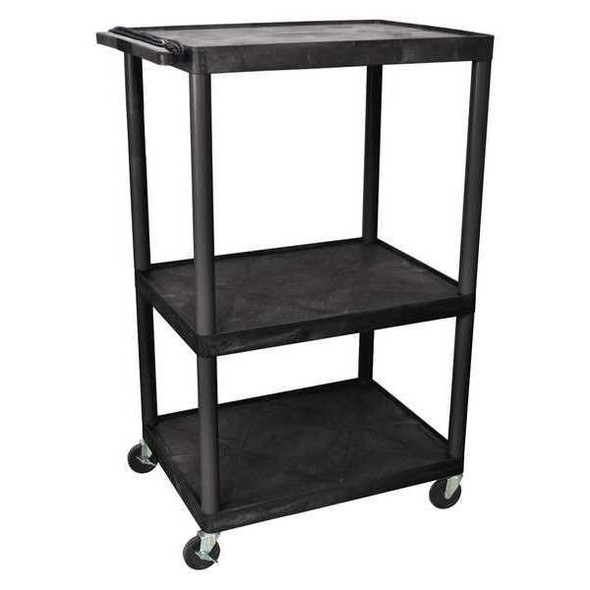 Luxor Shelf Cart, Molded Plastic (Shelf), 3 Shelves LP54E-B