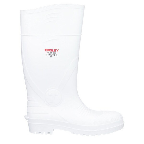 Unisex Pilot G2 Tall Rubber Boots, Plain Toe, 15 in Height, White, M7/W9