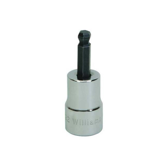 3/8" Dr, 3/8" Size, SAE Ball Hex Bit Socket, 6 Pts, Overall Length: 1-7/8"