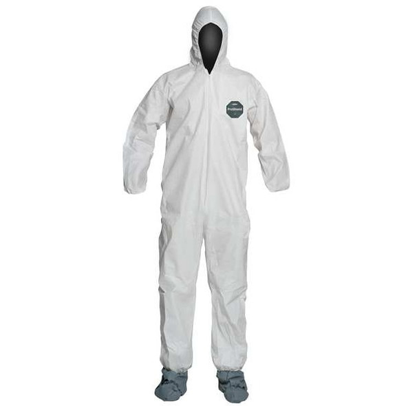 50 Coverall. Standard Fit Hood. Elastic Wrists. White. SM