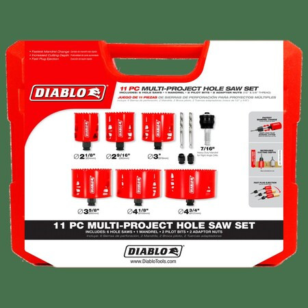 Diablo Large Diameter Hole Saw Set,11 pcs. DHS11SLD