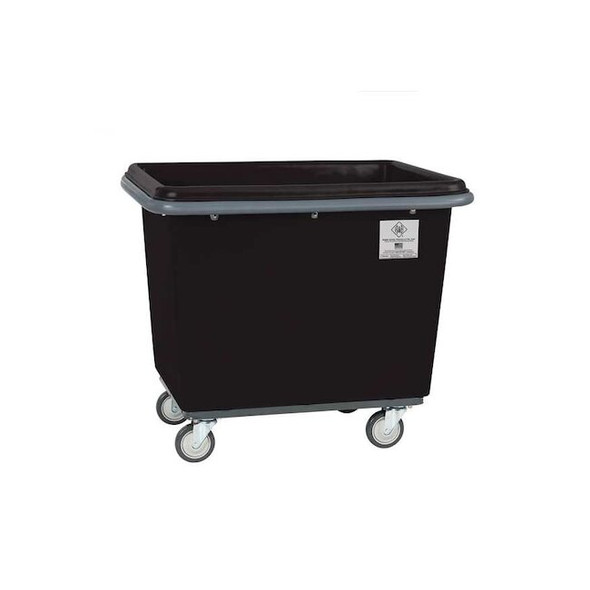 Poly Cube Truck with Air Cushion Bumper and Steel Base, 12 Bushel, Black
