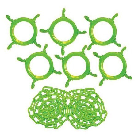 Plastic Chain Kit for Plastic Chain Barrier, Green, 6 39/50 in Length, Gloss