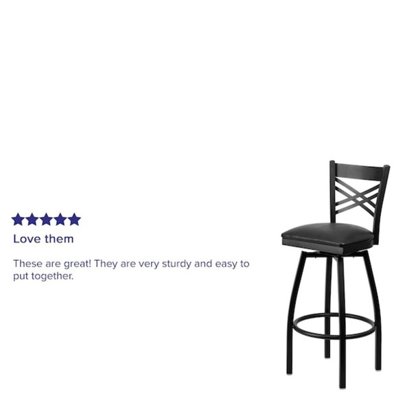 Flash Furniture Swivel Batstool,X Back,Black Seat XU-6F8B-XSWVL-BLKV-GG