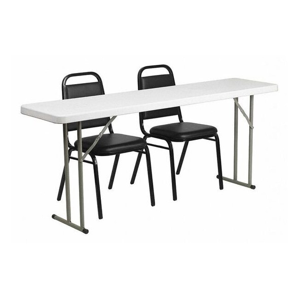 Rectangle Folding Table, Foam, Metal, Plastic: Polyethylene, Vinyl Top, Black
