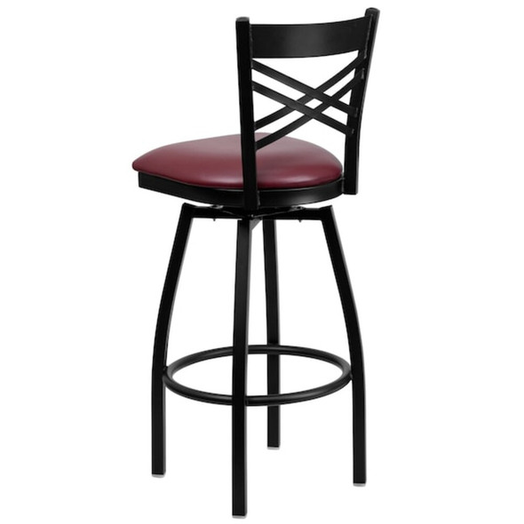 Flash Furniture Black X Swivel Stool-Burg Seat,PK2 2-XU-6F8B-XSWVL-BURV-GG
