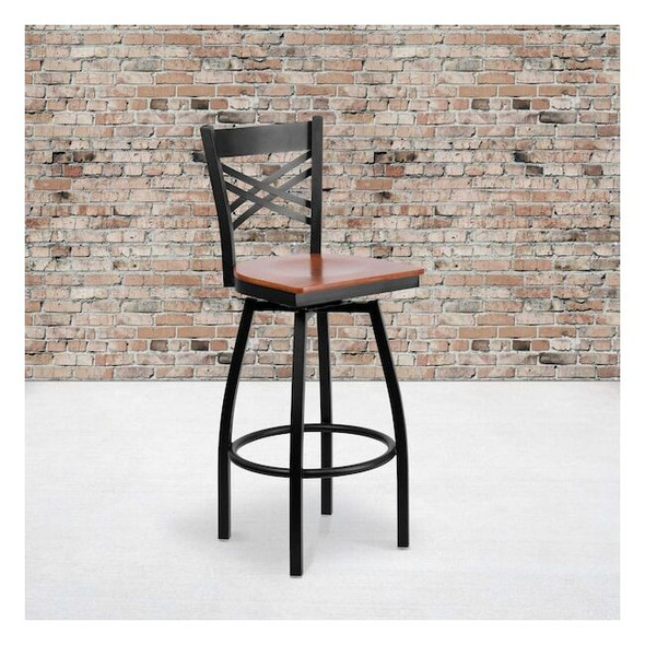 Flash Furniture Black X Swivel Stool-Chy Seat,PK2 2-XU-6F8B-XSWVL-CHYW-GG