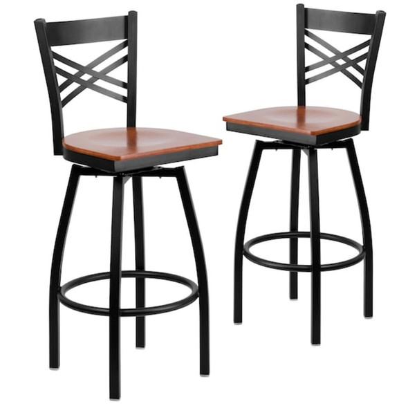 Flash Furniture Black X Swivel Stool-Chy Seat,PK2 2-XU-6F8B-XSWVL-CHYW-GG