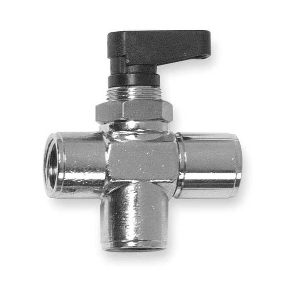 Aignep Usa 1/8" FNPT Nickel Brass Mini Ball Valve 3-Way 86710-02