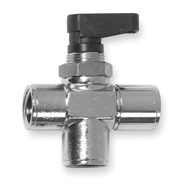 Aignep Usa 1/8" FNPT Nickel Brass Mini Ball Valve 3-Way 86710-02
