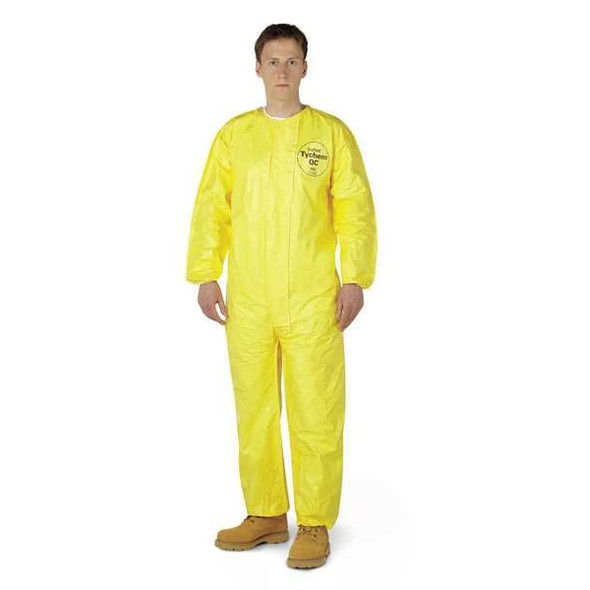 Collar. Stormflap. Elastic Wrists and Ankles. Storm Flap with Adhesive Closure. Yellow. XL