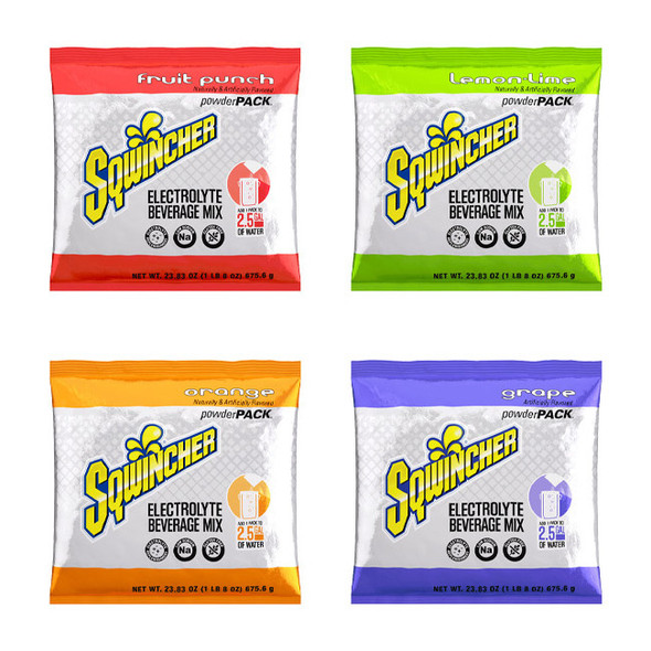 Sqwincher® Regular Powder Packs, 23.83 oz Packs, 2.5 gal Yield