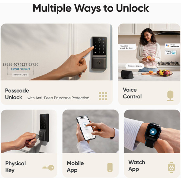 eufy Smart Lock C210 5-In-1 Keyless Entry Door Lock, Black