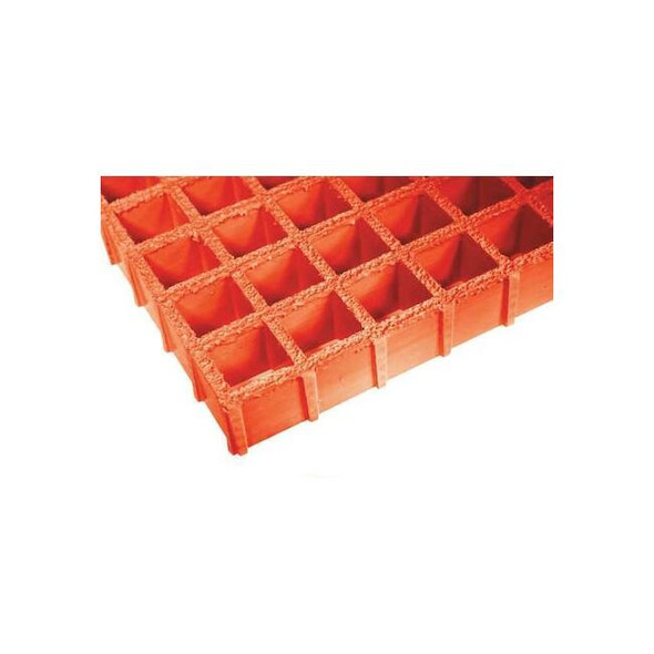 Fiberglass Molded Grating, 96 in Span, Grit-Top Surface, Vi-Corr Resin, Orange
