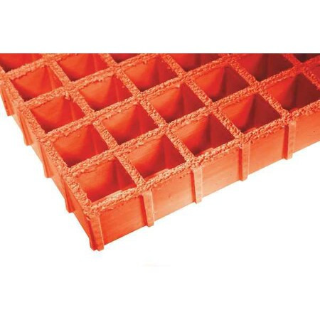Fiberglass Molded Grating, 96 in Span, Grit-Top Surface, Vi-Corr Resin, Orange