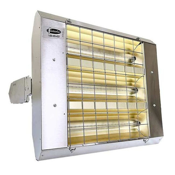 Infrared Quartz Electric Heater, 1, 3 Phase, Stainless Steel, 208V AC