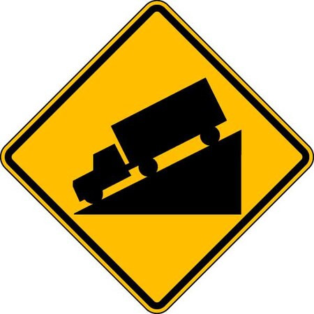 Hill Traffic Sign, 24 in Height, 24 in Width, Aluminum, Diamond, No Text