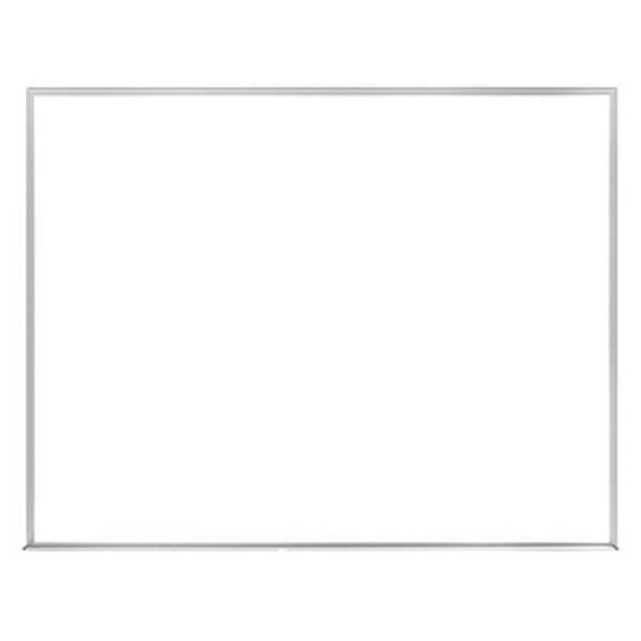 Dry Erase Board, Plastic, 36 in, 46 1/2 in, Aluminum Frame, White, Gloss