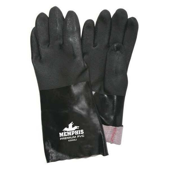 Chemical Resistant Gloves, PVC, 14 in L, 59.00 mil, Black, L, 12 PK