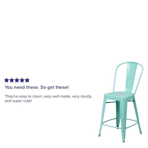 Flash Furniture Mint Metal Outdoor Stool,24", PK4 4-ET-3534-24-MINT-GG