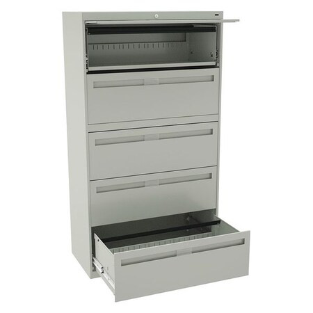 Tennsco 36 in W 5 Drawer Lateral File Cabinet, Light Gray LPL3660L50 LGHT GREY