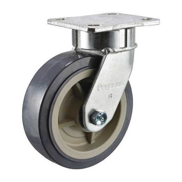 Kingpinless Swivel Plate Caster,Polyurethane,900 lb