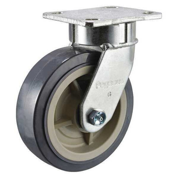 Kingpinless Swivel Plate Caster,Polyurethane,900 lb