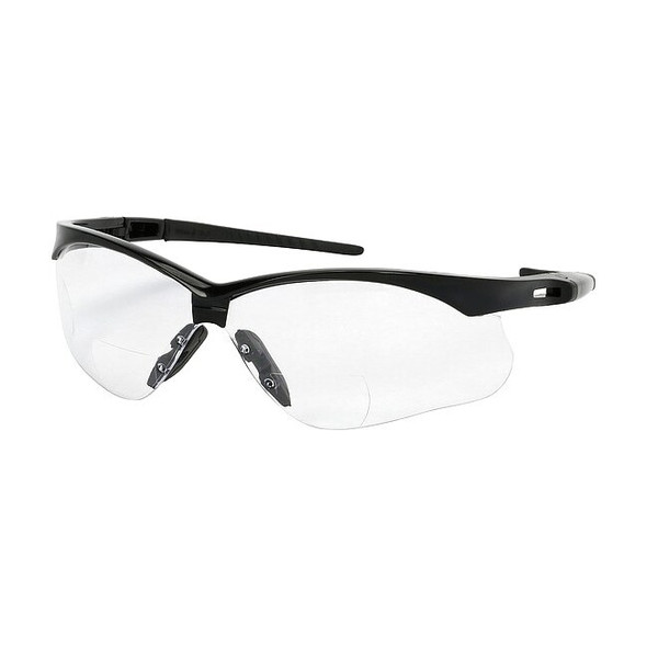 Anser Reader Safety Glasses, Black Wraparound Frame, 1.5 Diopter, Clear Lens, M